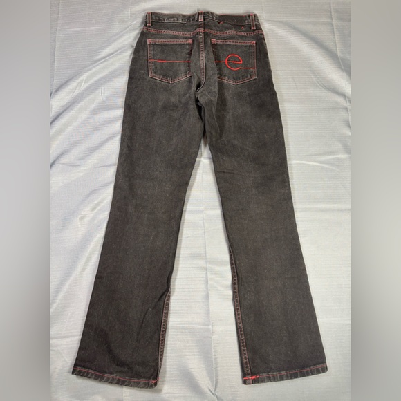 Vintage Ecko Red Black Jeans Women’s Size 9 Y2K Red Stitch Denim Straight - Picture 3 of 10